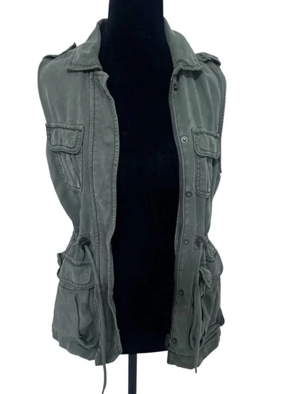 Olive Utility Cargo Vest - Men's Sleeveless Jacket